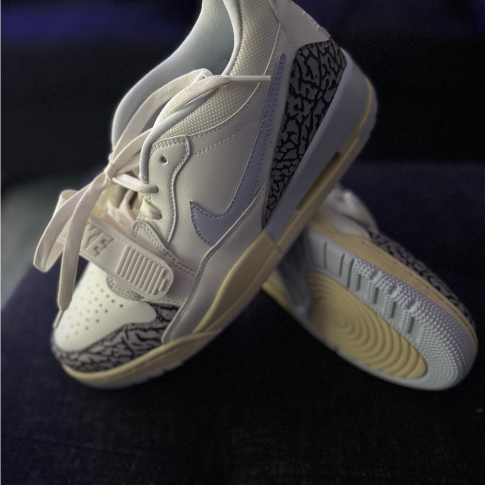 Jordan White and Gray Athletic Shoes with Cushioned Midsole